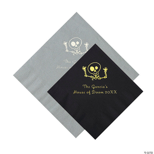 Bulk 50 Ct. Personalized Skeleton Beverage and Luncheon Napkins | USA Decoration®