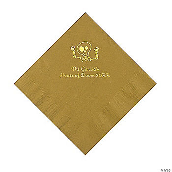 Gold Skeleton Personalized Napkins with Gold Foil - 50 Pc. Luncheon | USA Decoration®