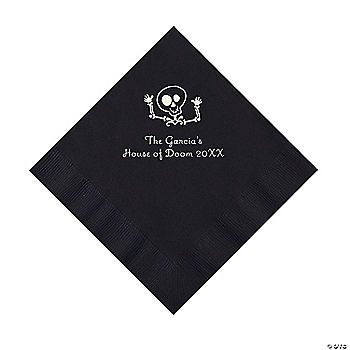Black Skeleton Personalized Napkins with Silver Foil - 50 Pc. Luncheon | USA Decoration®