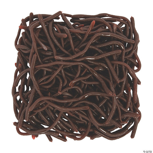 144 Piece(s): 7” Bulk 144 Pc. Realistic Textured Brown Rubber Earthworms | USA Decoration®