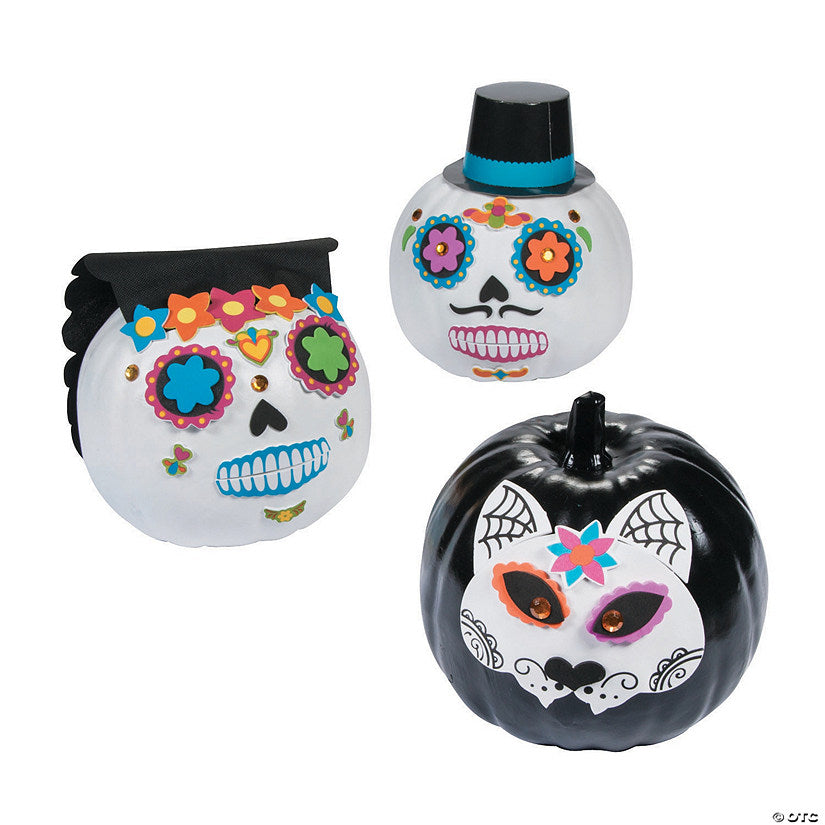 Makes 6: Day of the Dead Pumpkin Decorating Kit - Makes 6 | USA Decoration®