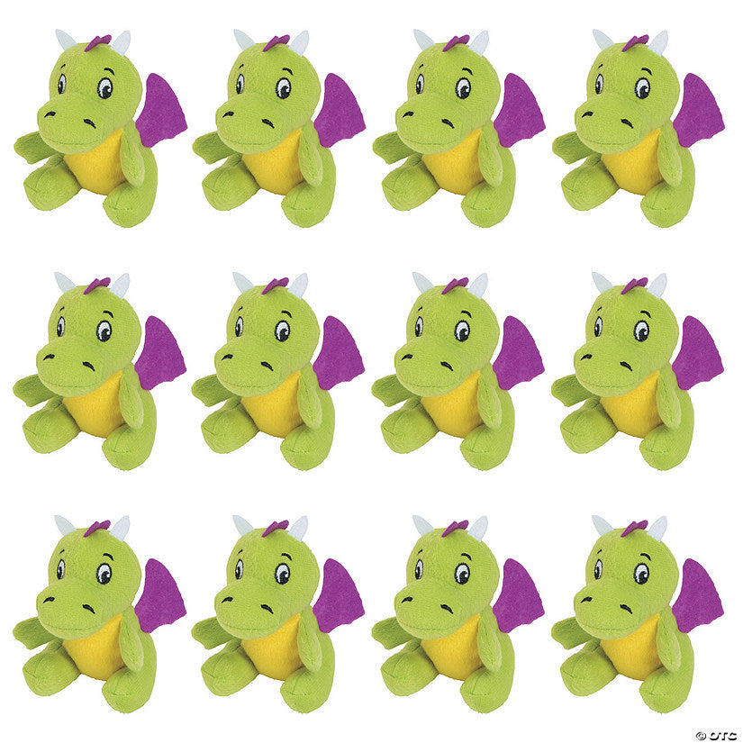 4" Mini Green Dragons with Purple Wings Stuffed Toys - 12 Pc. | USA Decoration®