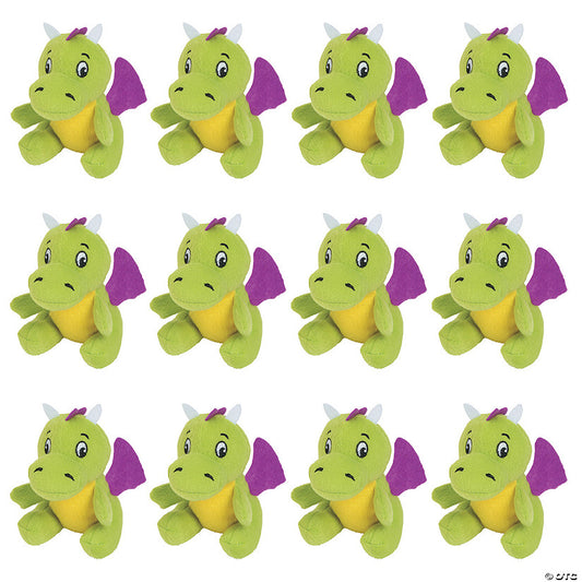 4" Mini Green Dragons with Purple Wings Stuffed Toys - 12 Pc. | USA Decoration®