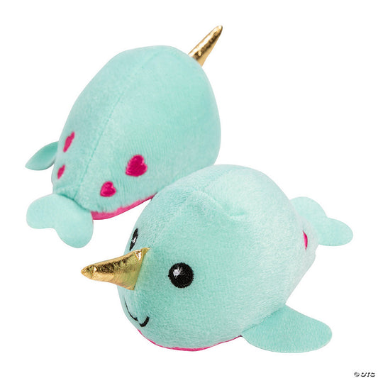 7 1/4" x 3" Valentine's Day Stuffed Smile Face Narwhals - 12 Pc. | USA Decoration®