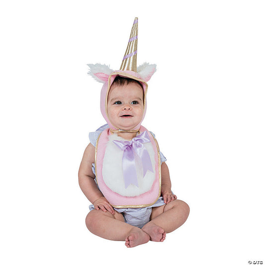 Baby Girl's Unicorn Bib & Hat Set