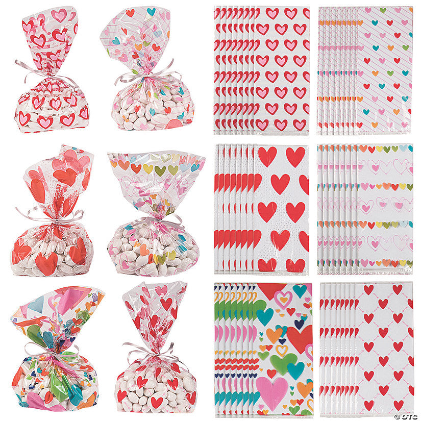 5" x 11 1/2" Bulk 144 Pc. Valentine’s Day Cellophane Bag Assortment