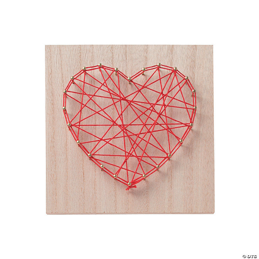 6" x 6" Valentine's Day Heart String Art Wood Craft - Makes 1 | USA Decoration®