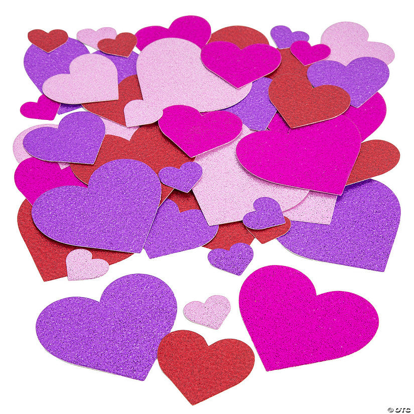 1" - 3 1/4" Bulk 48 Pc. Glitter Heart Paper Shapes | USA Decoration®
