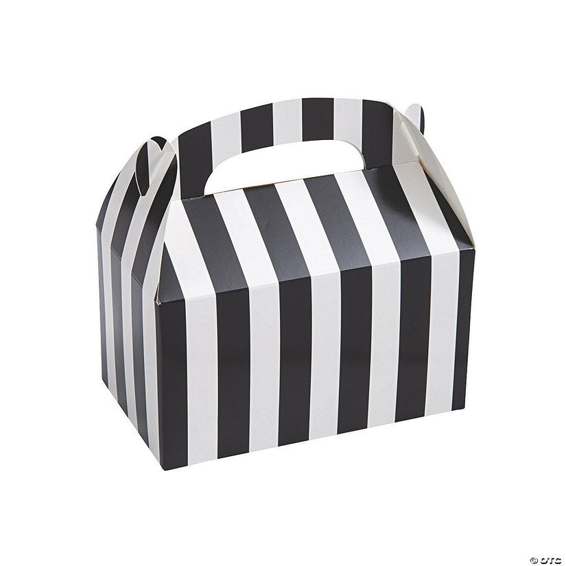 Black White Striped Favor Boxes - 12 Pc. | USA Decoration®