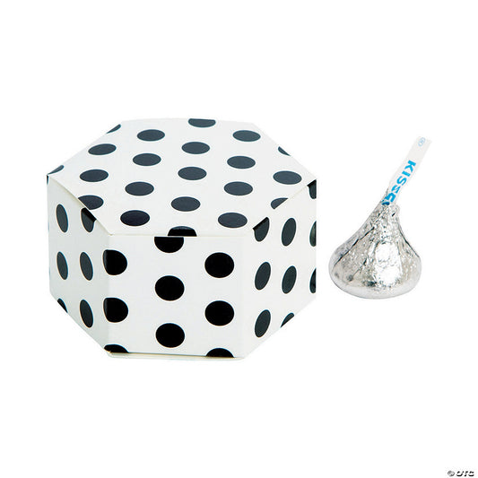 Black Polka Dot Hexagon Favor Boxes - 24 Pc. halloween