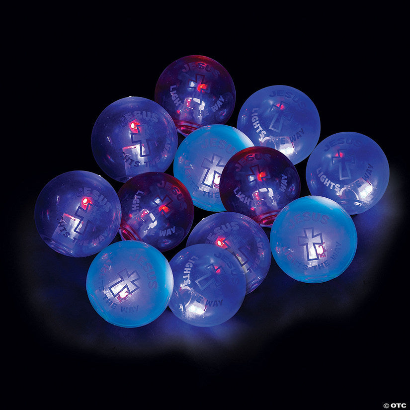 2" Mini Jesus Lights the Way Light-Up Rubber Bouncy Balls - 12 Pc. | USA Decoration®