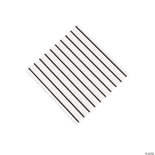 Black Metallic Stripe Beverage Napkins - 32 Pc. | USA Decoration®