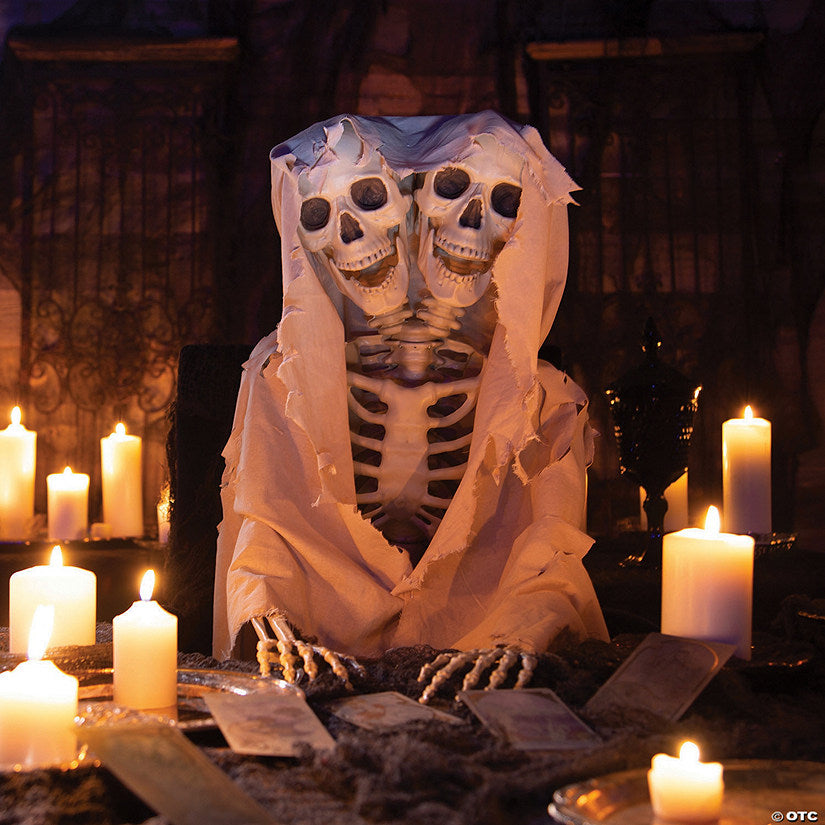 5 Ft. Two-Headed Life-Size Posable Skeleton Halloween Decoration | USA Decoration®