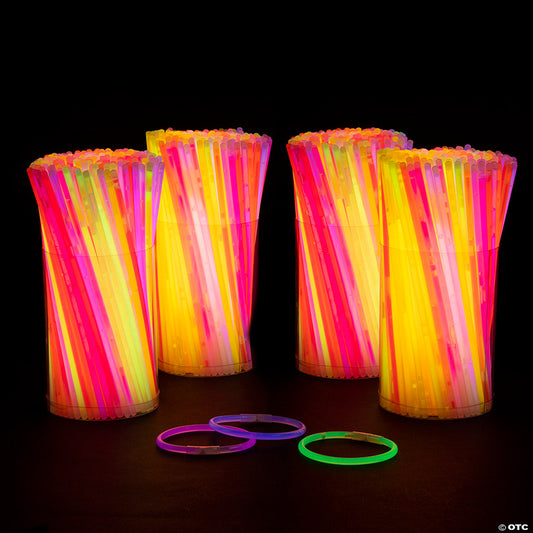 8" Bulk 1000 Pc. Bright Neon Colors Glow Bracelets Assortment | USA Decoration®