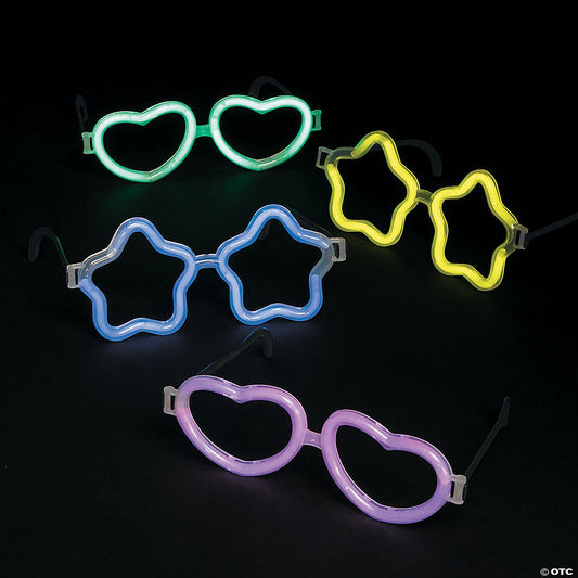Per Dozen: Heart & Star Glow Stick Glasses - 12 Pc. | USA Decoration®