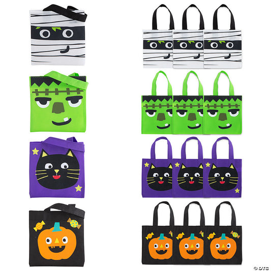 Per Dozen: 6" x 6" Mini Nonwoven Ghoul Gang Tote Bags - 12 Pc. | USA Decoration®