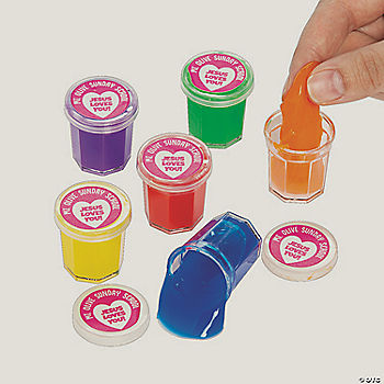 Bulk 48 Pc. Mini Personalized Jesus Loves You Slime Containers