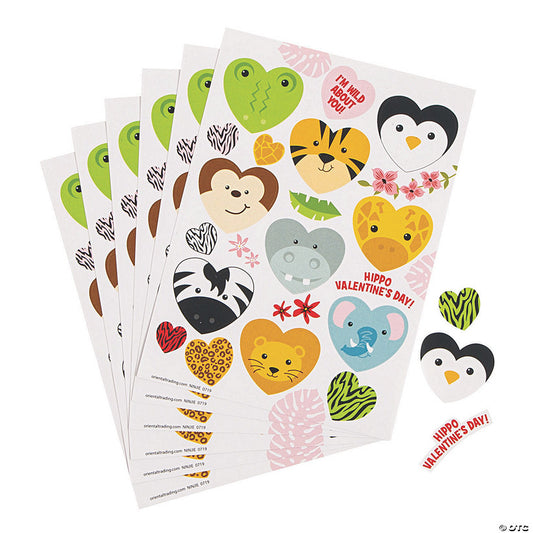 Bulk 24 Pc. Heart-Shaped Animal Sticker Sheets
