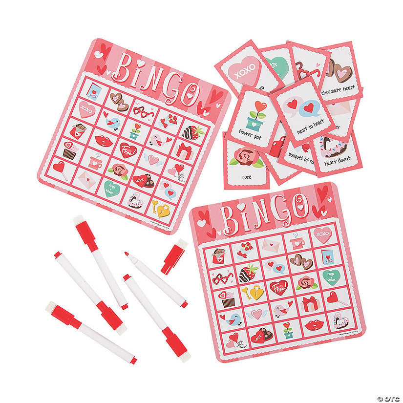 6 1/2" x 7" Valentine's Day Dry Erase Bingo Game for 12 | USA Decoration®