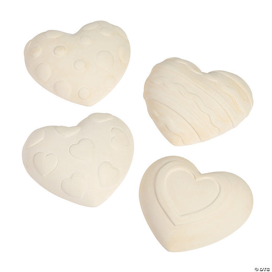 4 1/4" x 4" DIY Ceramic Polka Dot & Stripe Patterned Hearts - 12 Pc. | USA Decoration®