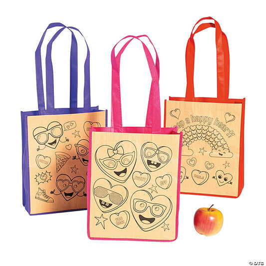 Color Your Own Medium Valentine Tote Bags - 12 Pc. | USA Decoration®