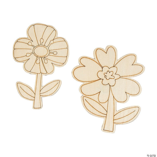 4 1/2" Color Your Own Wood Spring Flowers - 24 Pc. | USA Decoration®