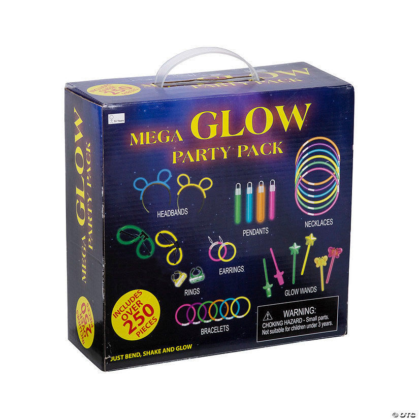 Bulk 250 Pc. Plastic Glow Sticks Accessories Party Pack | USA Decoration®
