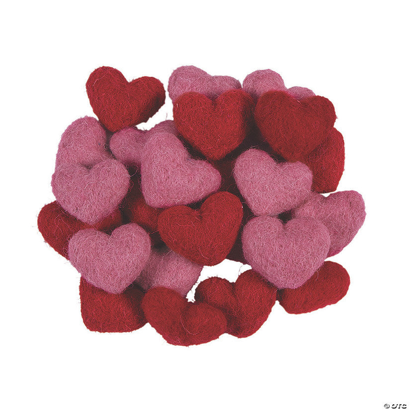 Wool Felt Valentine Hearts - 24 Pc. | USA Decoration®