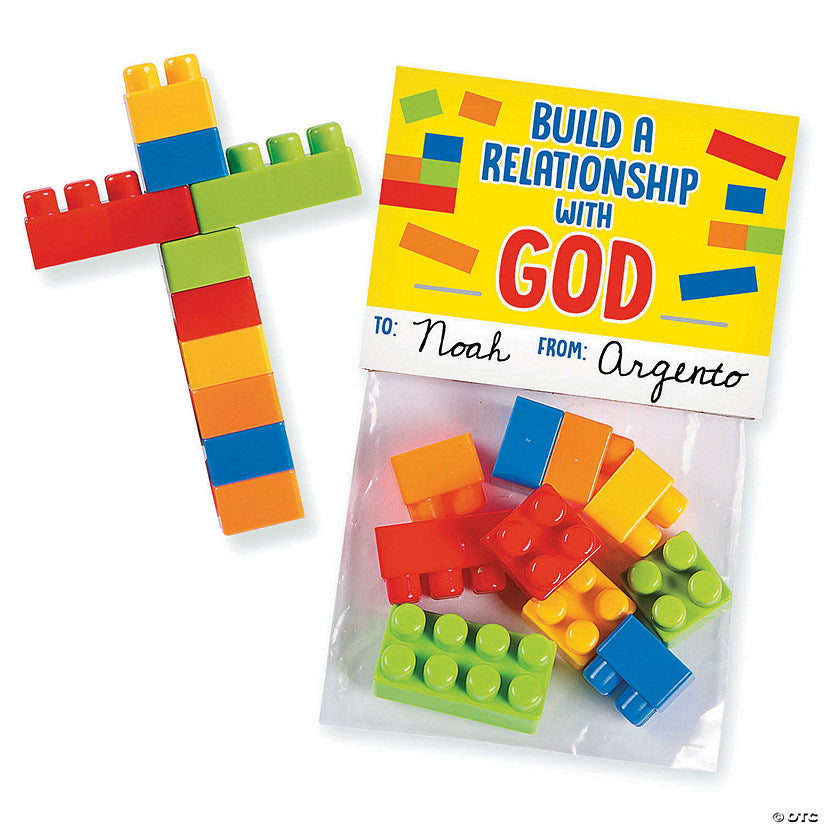 1" 1 3/4" Bulk Color Brick Cross Valentine Exchanges for 48