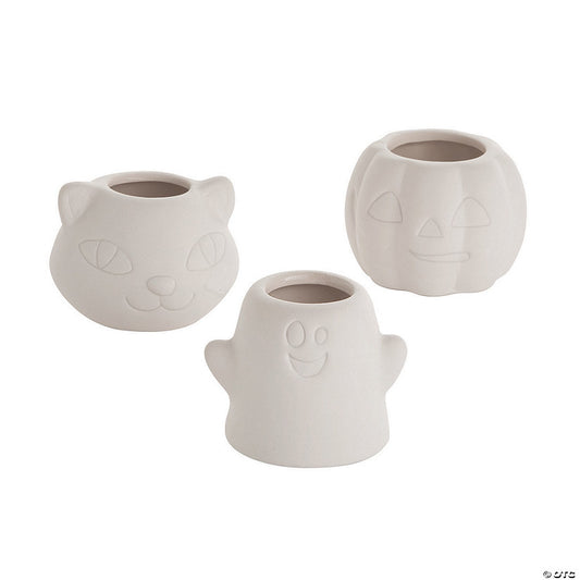 12 Piece(s): 2 1/2" x 2" DIY Mini Ceramic Halloween Character Planters - 12 Pc. | USA Decoration®