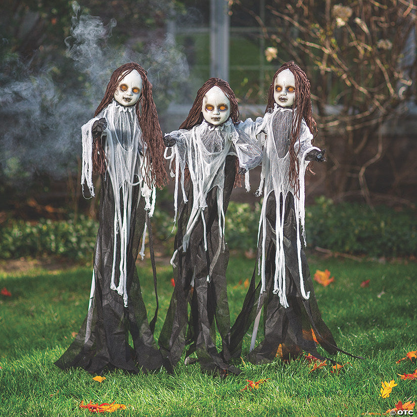 53" Light-Up Halloween Spooky Doll Yard Stake Decorations - 3 Pc. | USA Decoration®