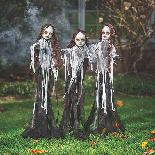 53" Light-Up Halloween Spooky Doll Yard Stake Decorations - 3 Pc. | USA Decoration®