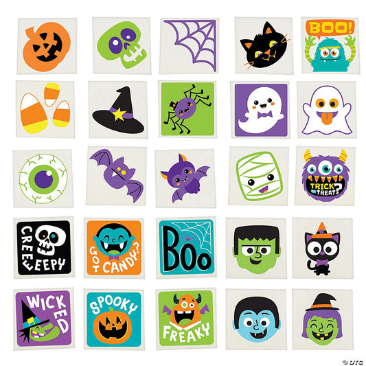 500 Piece(s): 1 1/2" Bulk 504 Pc. Halloween Paper Temporary Tattoo Assortment | USA Decoration®