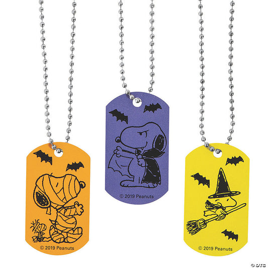 Peanuts Snoopy Halloween Dog Tag Necklaces - 12 Pc. | USA Decoration®