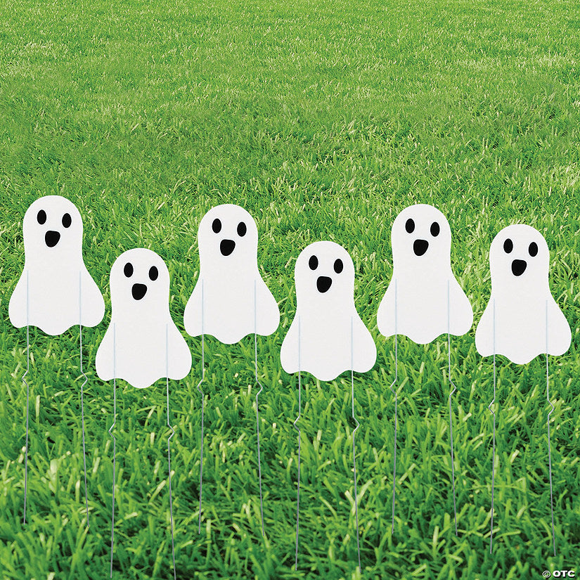 8 1/2" x 12 1/4" Mini Ghost Sidewalk Sign Halloween Decorations - 6 Pc. | USA Decoration®