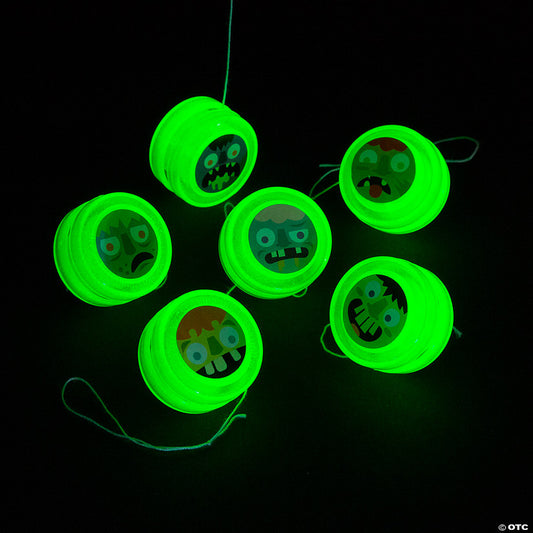 1 1/4" Bulk 48 Pc. Mini Glow-in-the-Dark Zombie Plastic YoYos | USA Decoration®