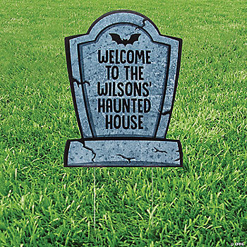 Personalized 16" x 24" Tombstone Yard Sign Halloween Decoration | USA Decoration®