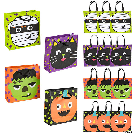 Per Dozen: 7" x 7 1/4" Medium Ghoul Gang Halloween Paper Gift Bags - 12 Pc. | USA Decoration®