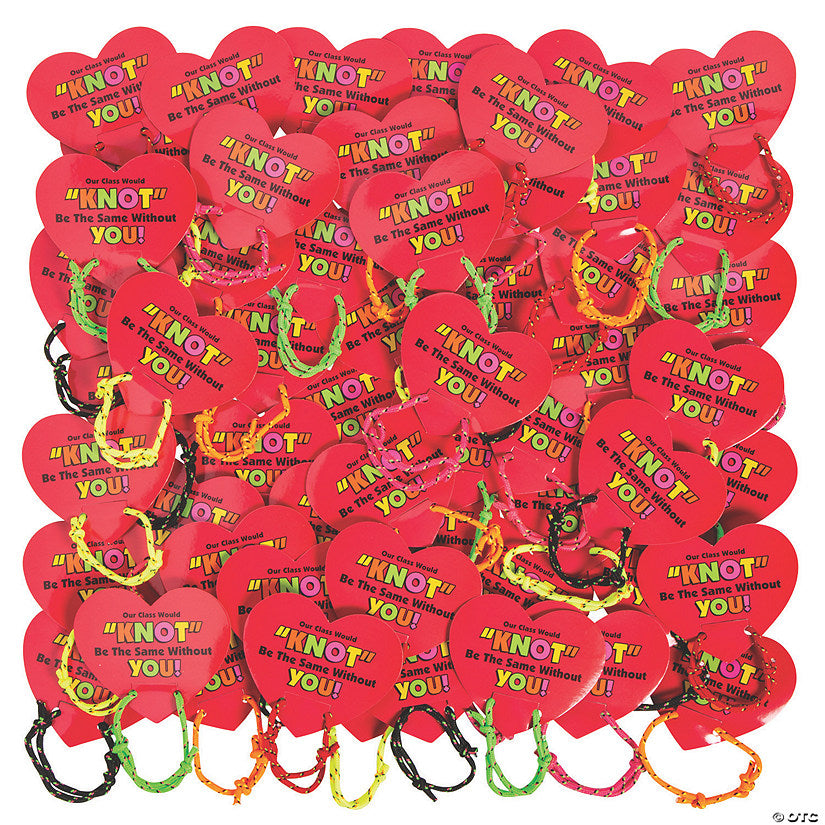 Bulk Knot Bracelet Valentine Exchanges with Card for 72