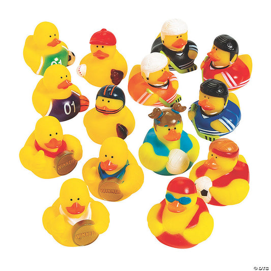 48 Piece(s): 2" Bulk 48 Pc. Sports Players Yellow Rubber Ducks Assortment | USA Decoration®