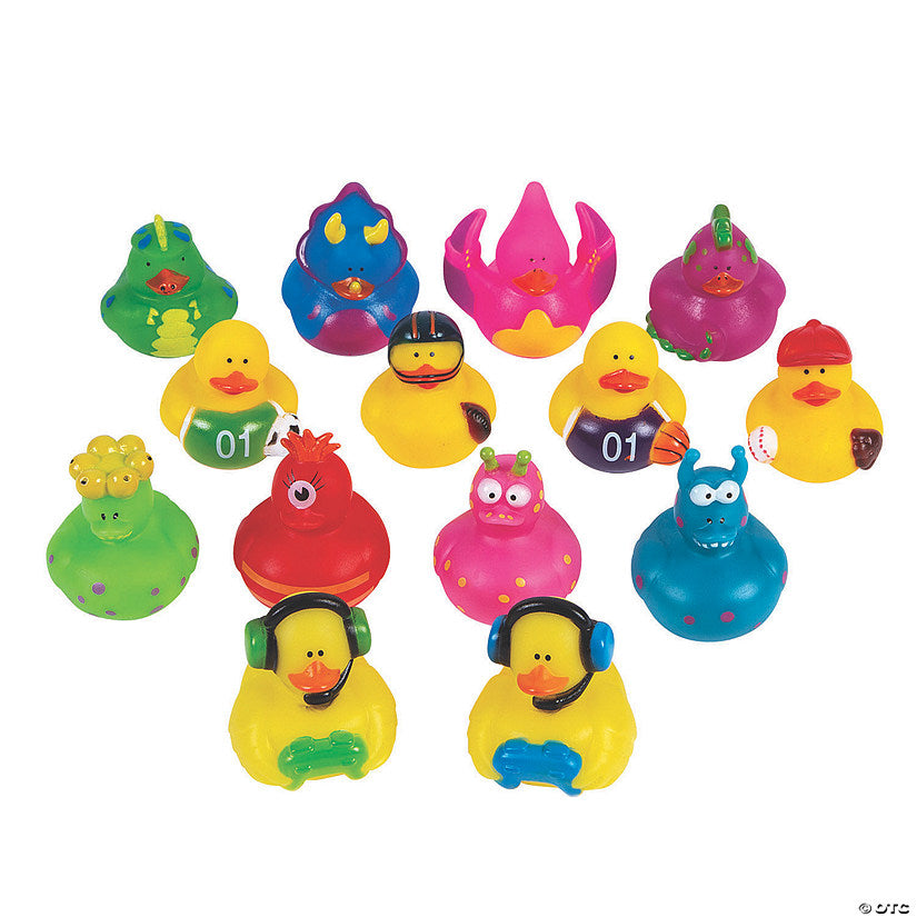 48 Piece(s): 2" - 2 1/4" Bulk 48 Pc. Colorful & Cool Rubber Ducks Assortment | USA Decoration®