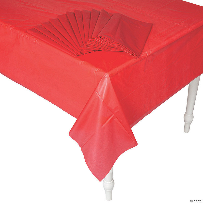 54" x 108" Bulk 12 Pc. Red Rectangle Disposable Plastic Tablecloths