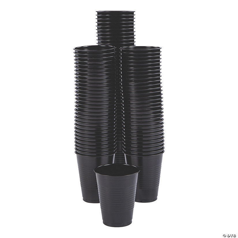 16 oz. Bulk 100 Ct. Black Disposable Plastic Cups | USA Decoration®