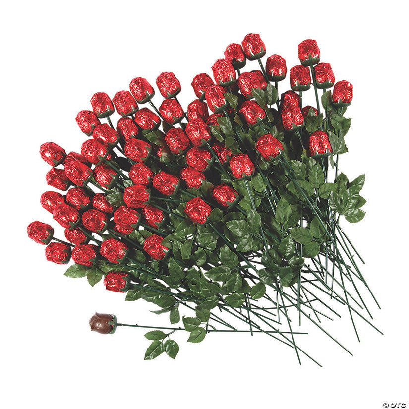 2 lbs. 10 oz. Red Foil-Wrapped Chocolate Roses - 72 Pc.