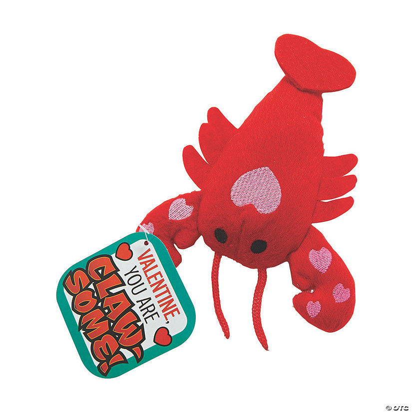 Stuffed Lobster Valentine Exchanges with Card for 12 | USA Decoration®