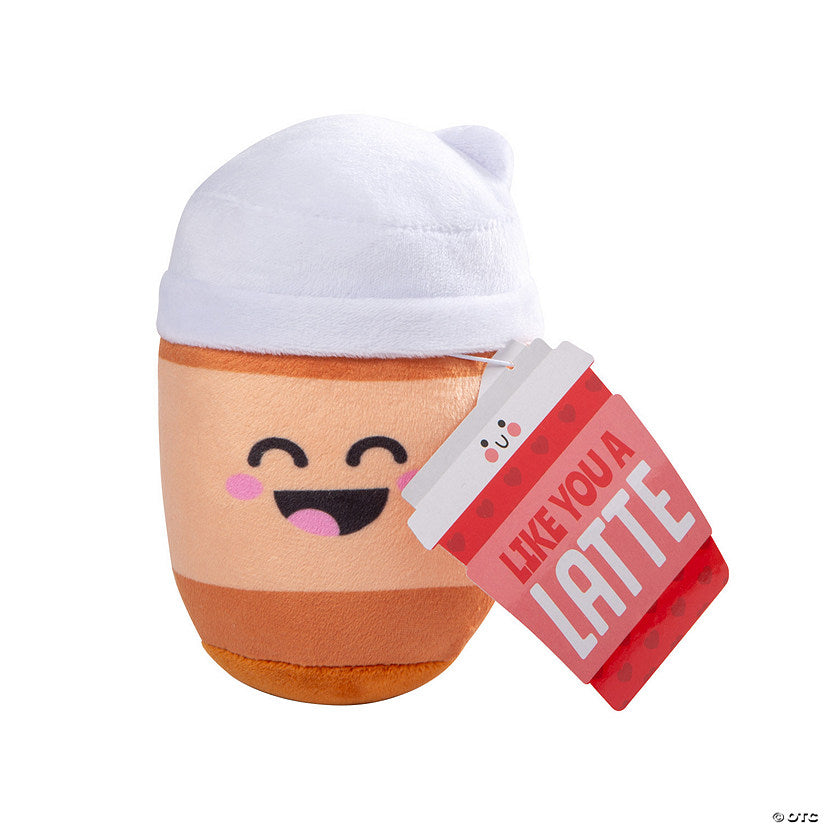 Stuffed Smile Face Latte Valentine Exchanges with Card for 12 | USA Decoration®
