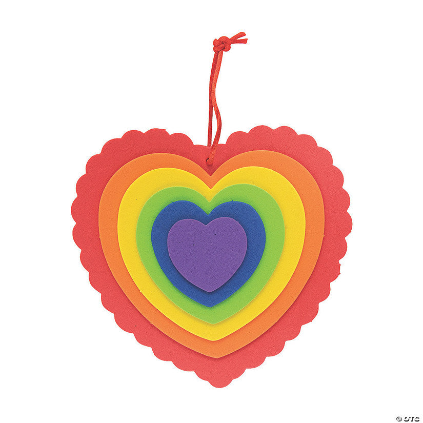 Layered Rainbow Heart Ornament Craft Kit - Makes 12 | USA Decoration®
