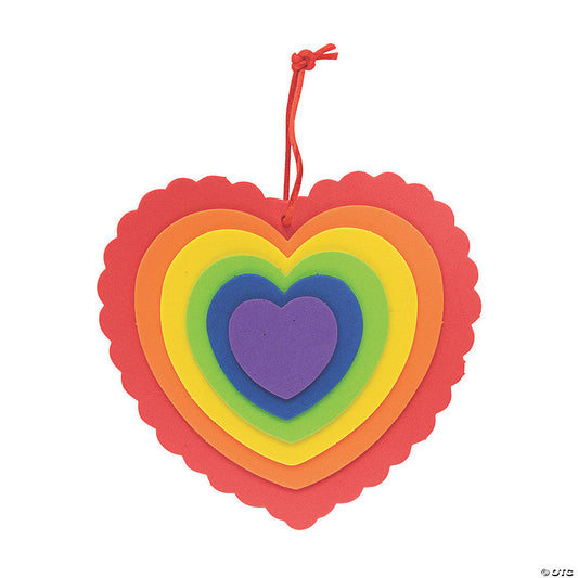 Layered Rainbow Heart Ornament Craft Kit - Makes 12 | USA Decoration®