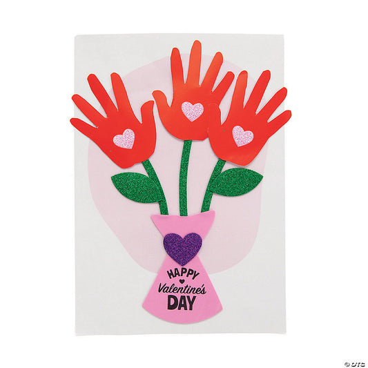 10" x 14 1/2" Valentine's Day Bouquet Handprint Sign Craft Kit - Makes 12 | USA Decoration®