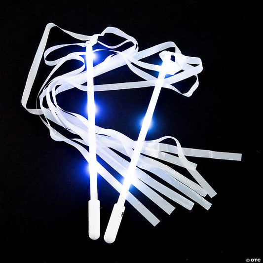 2 Ft. Light-Up White Ribbon Plastic Wands - 12 Pc. | USA Decoration®